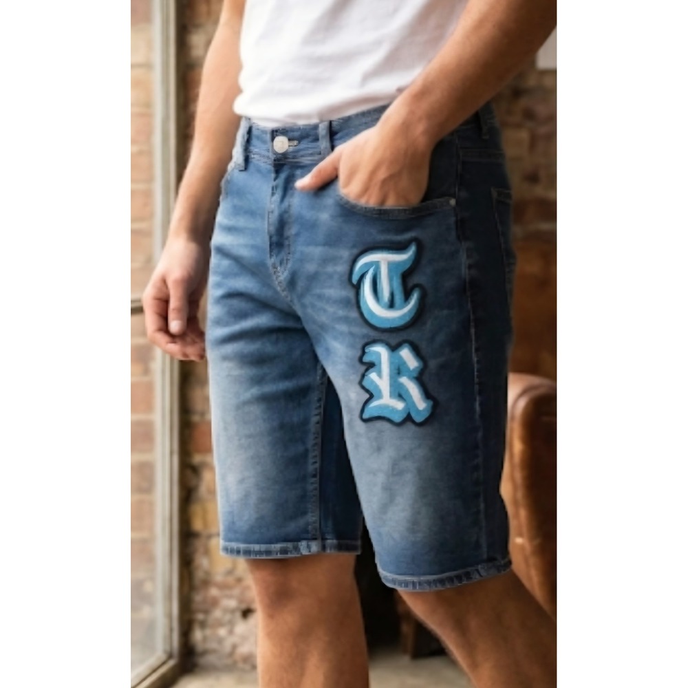 TRUE RELIGION Men's Blue Medium Wash Denim Shorts Relaxed Baggy Size W34 NWT
